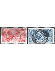 Gran Bretagna - 1918 - Allegorie cavalli marini, tiratura di Bradbury, serie n° 153/55 (Unif. serie n° 153B/55B). Cat. € 540 (U)