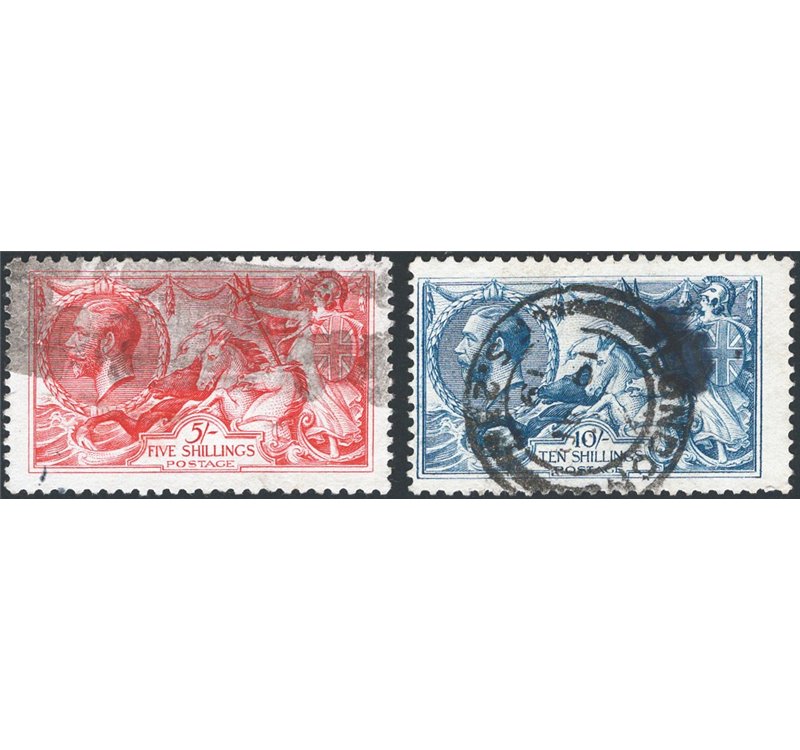 Gran Bretagna - 1918 - Allegorie cavalli marini, tiratura di Bradbury, serie n° 153/55 (Unif. serie n° 153B/55B). Cat. € 540 (U)