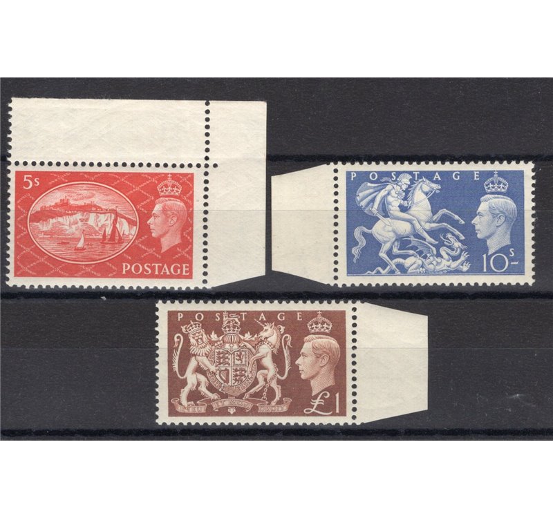 Gran Bretagna - 1951 - Soggetti vari, n° 257/59, i tre valori valori chiave della serie. Cat. € 130 (**)