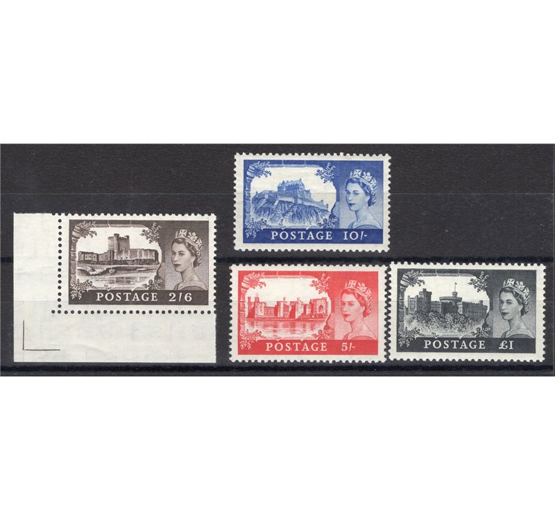 Gran Bretagna - 1955 - Castelli tiratura di Waterlow, serie n° 283/86. Cert.: IC. Cat. € 420 (**)