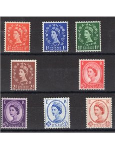 Gran Bretagna - 1958/59 - Elisabetta II con linee di grafite al verso, serie n° 343/50. Cat. € 195 (**)