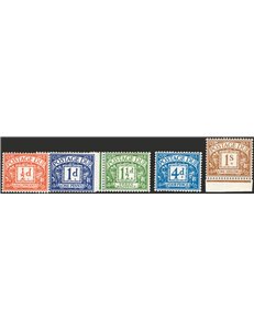Gran Bretagna - 1951/52 - Segnatasse nuovi valori, serie n° 32/36 Cat. € 110 (**) 