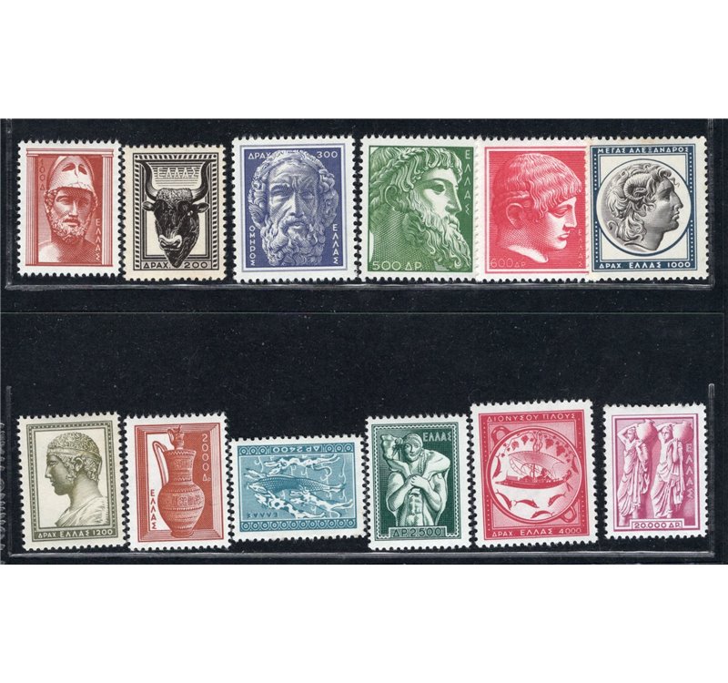 Grecia - 1954 - Arte Antica, serie n° 592/603. Cat. € 297 (**)