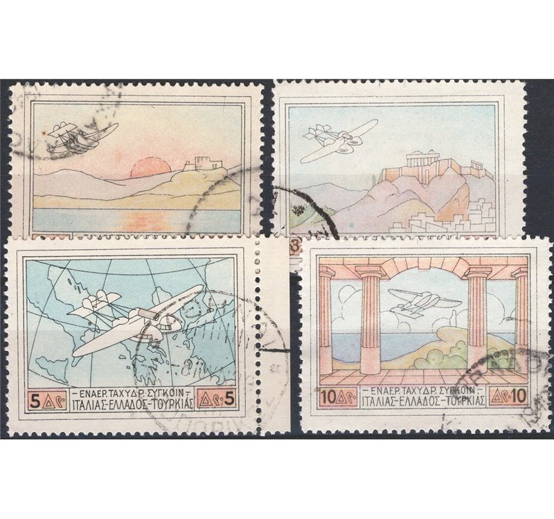 Grecia - 1926 - P.A. Prima Linea Aerea Italia - Grecia - Turchia, serie n° 1/4. Cat. € 35 (U)
