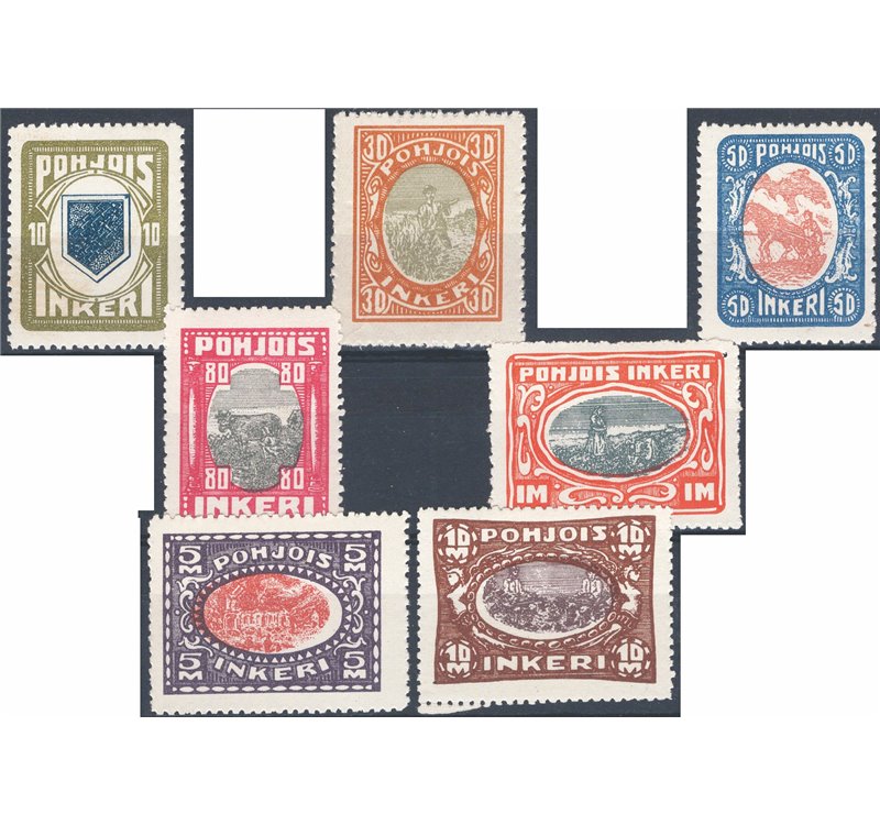 Ingria - 1920 - Soggetti diversi, serie n° 8/14. Cat. € 119 (**)