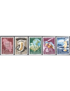 Jugoslavia - 1950 - Campionati del Mondo di Scacchi, serie n° 549/53. Cat. € 62 (**)