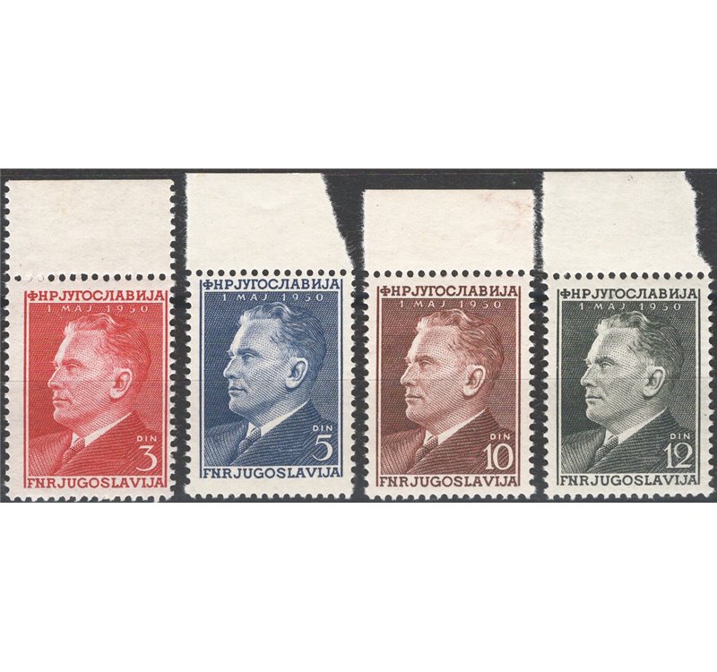 Jugoslavia - 1950 - Festa del 1° Maggio, serie n° 544/47. Cat. € 42 (**)