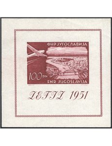 Jugoslavia - 1951 - BF Expo Filatelica di Zagabria, n° 4. Cert.: IC. Cat. € 300 (**)