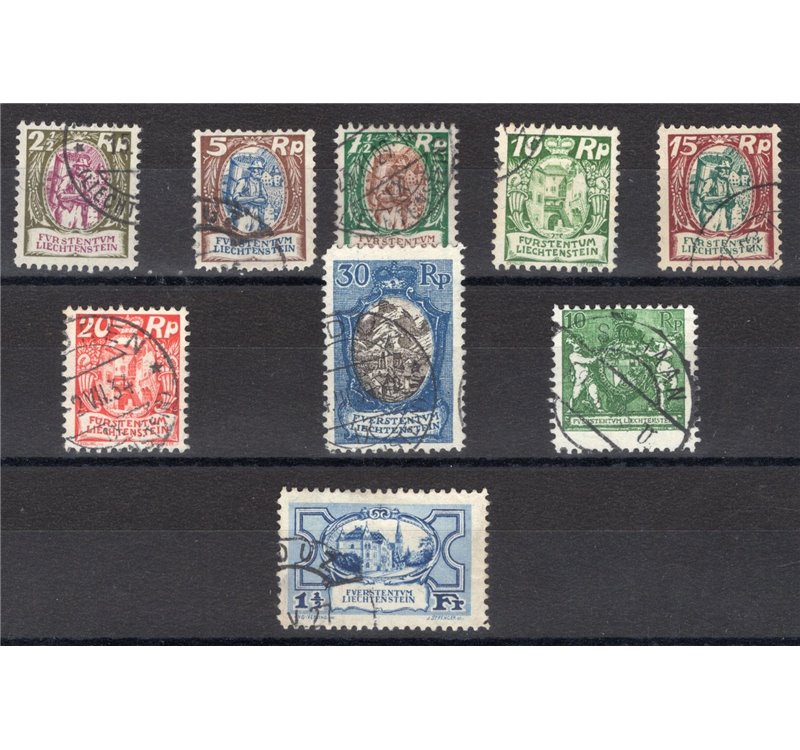 Liechtenstein - 1924/27 - Vedute e soggetti vari, serie n° 63/71. Cat. € 170 (U)