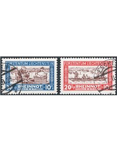 Liechtenstein - 1928 - Straripamento del Reno, serie n° 78/81. Cat. € 130 (U)