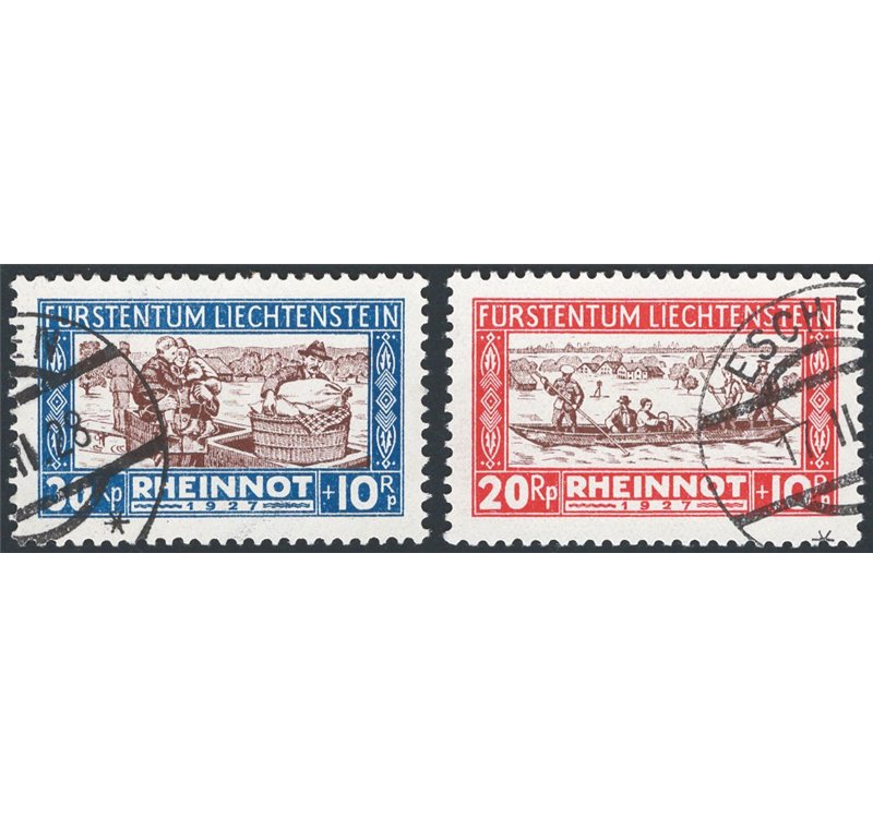 Liechtenstein - 1928 - Straripamento del Reno, serie n° 78/81. Cat. € 130 (U)
