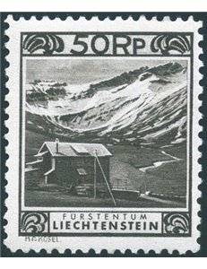 Liechtenstein - 1930 - Soprast. 50 rp. dent. 11½x10½, n° 102c. Cert.: Raybaudi. Cat. € 280 (**)