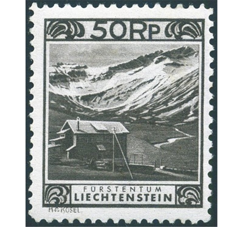 Liechtenstein - 1930 - Soprast. 50 rp. dent. 11½x10½, n° 102c. Cert.: Raybaudi. Cat. € 280 (**)