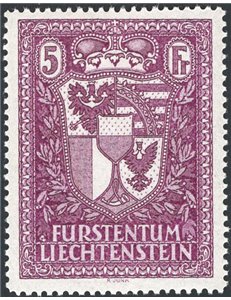 Liechtenstein - 1935 - Esposizione Filatelica di Vaduz 5 fr. lilla dent. 12½, n° 128. Cert.: IC. Cert.: Bolaffi. Cat. € 750 (**)