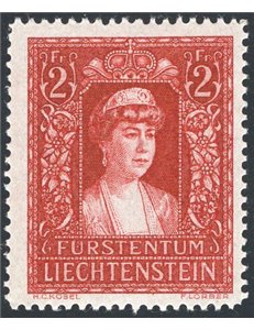 Liechtenstein - 1935 - Principessa Elsa 2 fr. rosso, n° 129. Cat. € 150 (**)