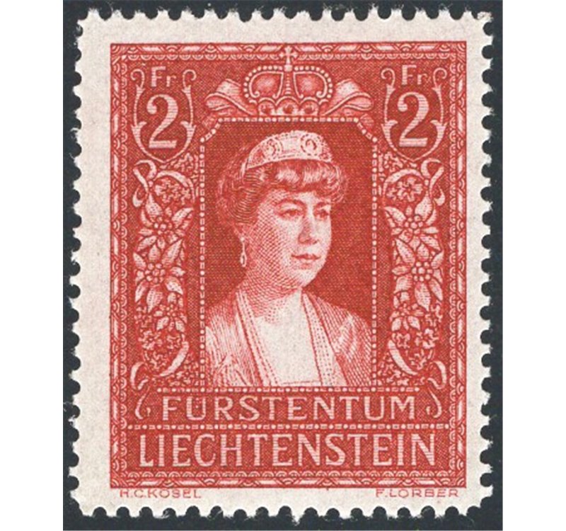 Liechtenstein - 1935 - Principessa Elsa 2 fr. rosso, n° 129. Cat. € 150 (**)