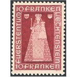 Liechtestein - 1941 - Madonna di Dux 10 fr. vinaceo, n° 172. Cat. € 120 (**) 