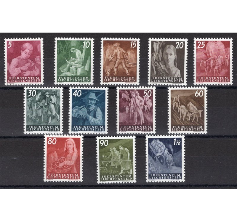 Liechtenstein - 1951 - Vita contadina, serie n° 251/62. Cat. € 175 (**)