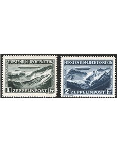 Liechtenstein - 1931 - P.A. Zeppelin, serie n° 7/8. Cert.: IC. Cat. € 580 (**) 