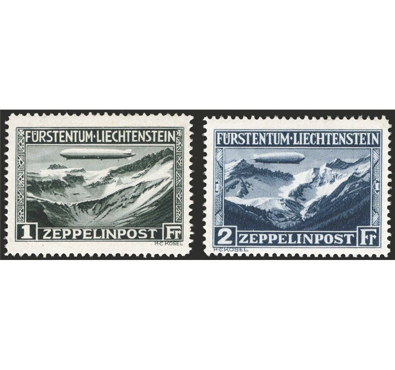 Liechtenstein - 1931 - P.A. Zeppelin, serie n° 7/8. Cert.: IC. Cat. € 580 (**) 