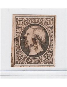Lussemburgo - 1852 - Guglielmo III 10 c. nero grigio, n° 1. Cat. € 140 (U)