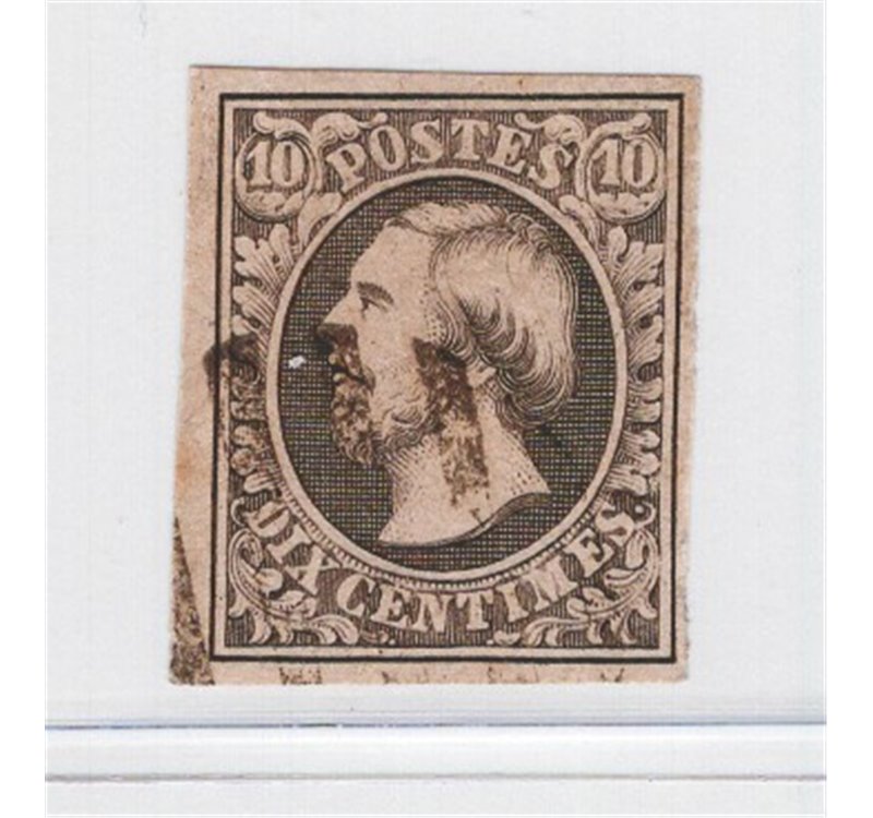 Lussemburgo - 1852 - Guglielmo III 10 c. nero grigio, n° 1. Cat. € 140 (U)