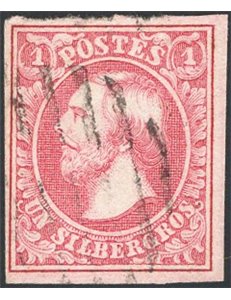Lussemburgo - 1852 - Guglielmo III 1 s. rosso bruno, n° 2. Cat. € 160 (U)