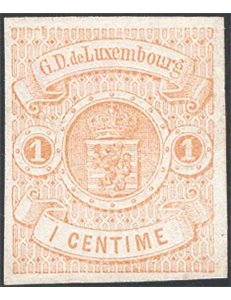 Lussemburgo - 1859 - Stemma 1 c. bruno chiaro senza gomma come da emissione, n° 3. Cat. € 230 (**)