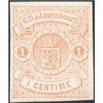 Lussemburgo - 1859 - Stemma 1 c. bruno chiaro senza gomma come da emissione, n° 3. Cat. € 230 (**)