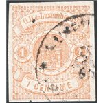 Lussemburgo - 1859 - Stemma 1 c. bruno chiaro, n° 3. Cert.: IC. Cat. € 550 (U)