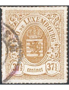 Lussemburgo - 1865/75 - Stemma 37½ c. bistro oliva, n° 22. Cert.: IC. Cat. € 325 (U)