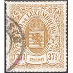 Lussemburgo - 1865/75 - Stemma 37½ c. bistro oliva, n° 22. Cert.: IC. Cat. € 325 (U)