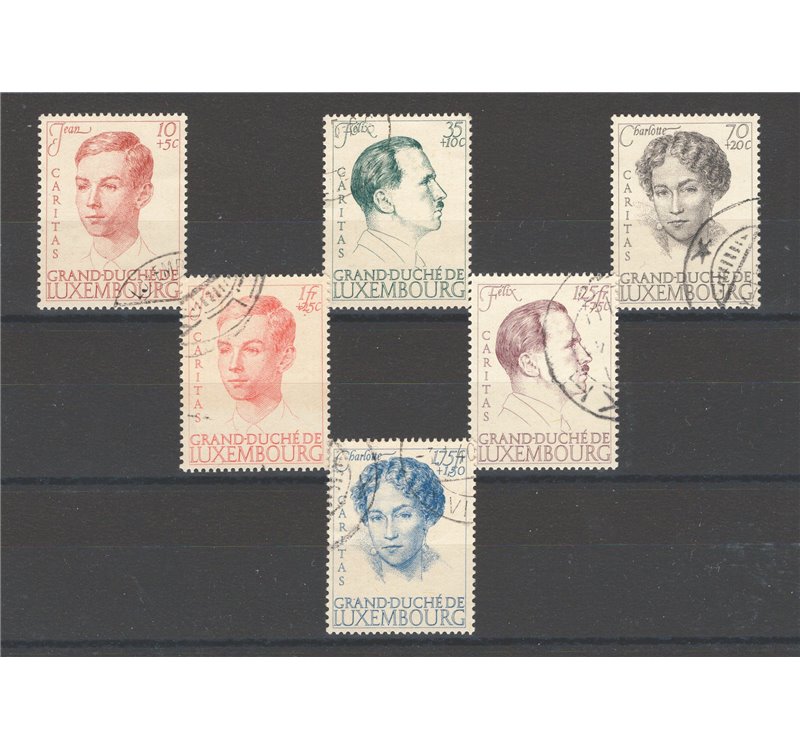 Lussemburgo - 1939 - 20° Anniv. del Regno della Duchessa Carlotta, serie n° 324/29. Cat. € 175 (U)