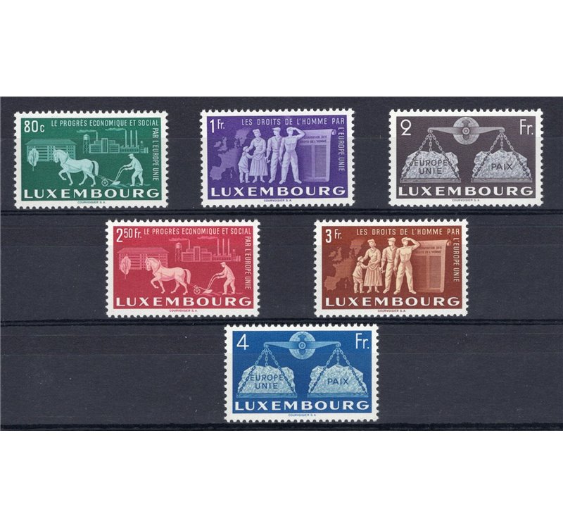 Lussemburgo - 1951 - Pro Europa Unita, serie n° 443/48. Cert.: Biondi. Cat. € 270 (**)