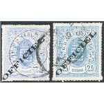 Lussemburgo - 1875/91 - Servizio stemma 25 c. oltremare + 25 c. azzurro, n° 6+6a. Cert.: ED. Cat. € 1.900 (U)