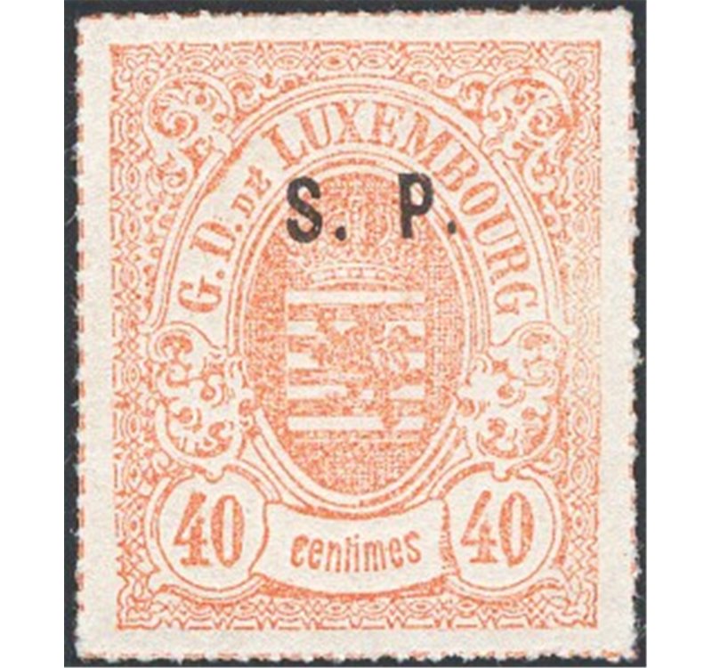 Lussemburgo - 1881/82 - Servizio stemma 40 c. arancio opaco con soprast. di servizio “SP”, n° 31. Cat. € 50 (**)