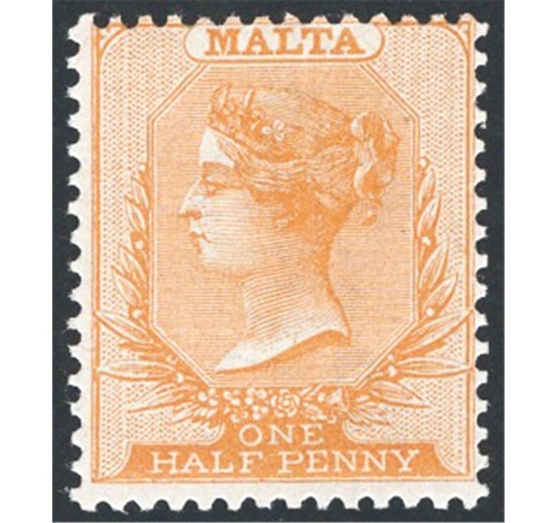 Malta - 1882 - Vittoria ½ p. bistro filigrana “CA”, dent. 14, n° 4. Cat. € 45 (**)