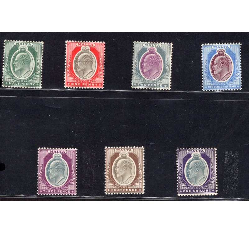 Malta - 1903/4 - Edoardo VII, serie n° 18/24. Cat. € 250 (**)