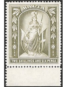 Malta - 1919 - Allegoria di Malta (Melita), n° 57. Firm.: Chia - ED. Cat. € 150 (**)