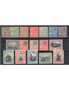 Malta - 1930 - Francobolli del 1926/27 con iscrizioni modificate “POSTAGE & REVENUE” in basso, serie n° 154/70. Cert.: IC. Cat. 