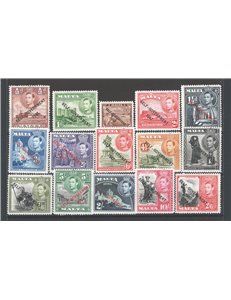 Malta - 1948 - Definitiva Giorgio VI soprast. “SELF GOVERNMENTE”, serie n° 201/15. Cat. € 115 (**)