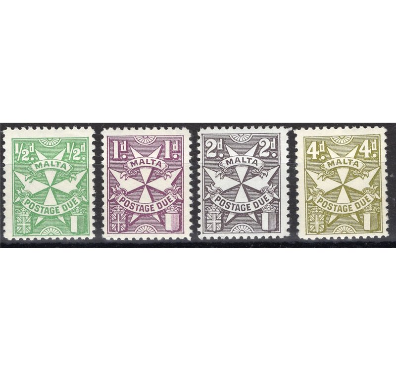 Malta - 1967 - Segnatasse croce di Malta dent. 12 filigrana croci di Malta, serie n° 27/30. Cat. € 150 (**) 