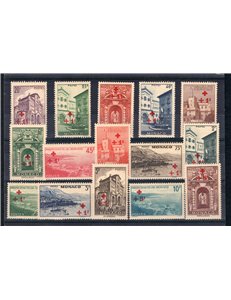 Monaco - 1940 - Pro Croce Rossa, serie n° 200/214. Cert.: IC. Cat. € 400 (**)