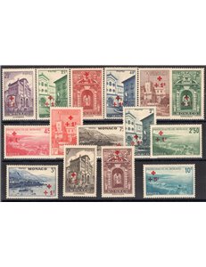 Monaco - 1940 - Pro Croce Rossa, serie n° 200/214. Cat. € 185 (*)