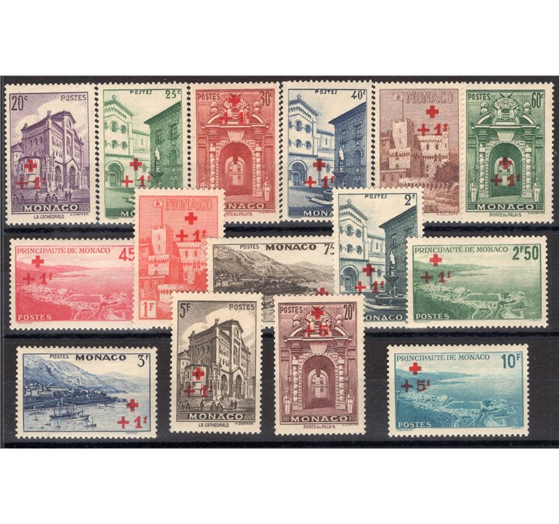 Monaco - 1940 - Pro Croce Rossa, serie n° 200/214. Cat. € 185 (*)