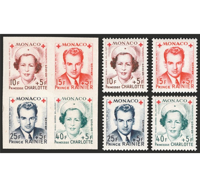 Monaco - 1949 - Croce Rossa dent. e non dent., n° 334A/337A + 334B/337B. Cat. € 160 (**)