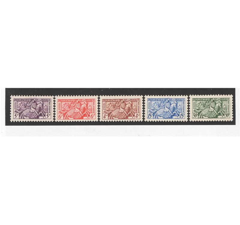 Monaco - 1955 - Sigillo del Principe, II serie n° 415/19. Cat. € 90 (**)