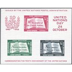 Nazioni Unite - 1955 - BF Decennale Nazioni Unite, n° 1. Cat. € 180 (**)