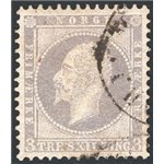 Norvegia - 1856 - Oscar I 3 sk. grigio, n° 3. Cat. € 110 (U)
