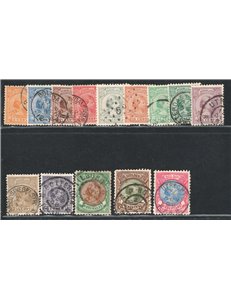 Olanda - 1891/97 - Regina Guglielmina, la serie n° 34/47 fino al 2½ gulden. Cat. € 400 (U)